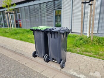 Abfalltonnen richtig gestellt